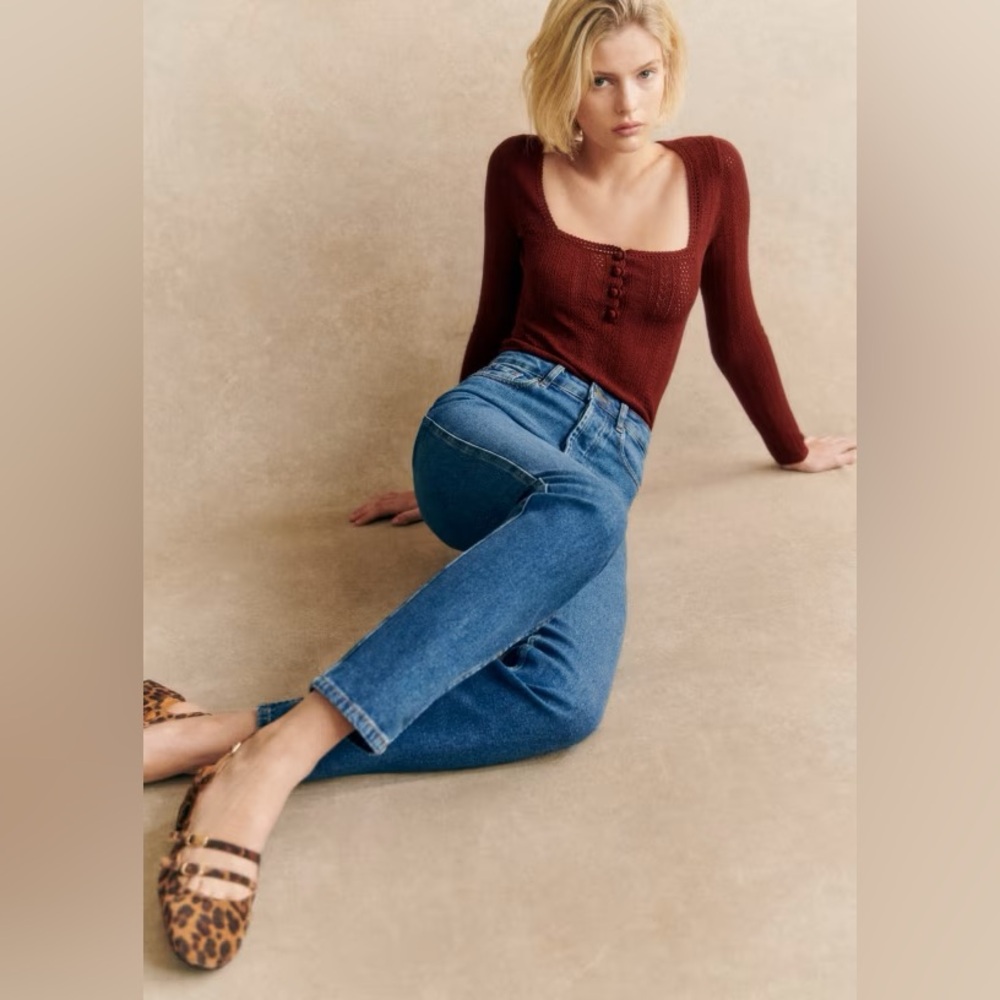 Sezane Brut Sexy Denim Blue Sz29 Tall Jeans NWT